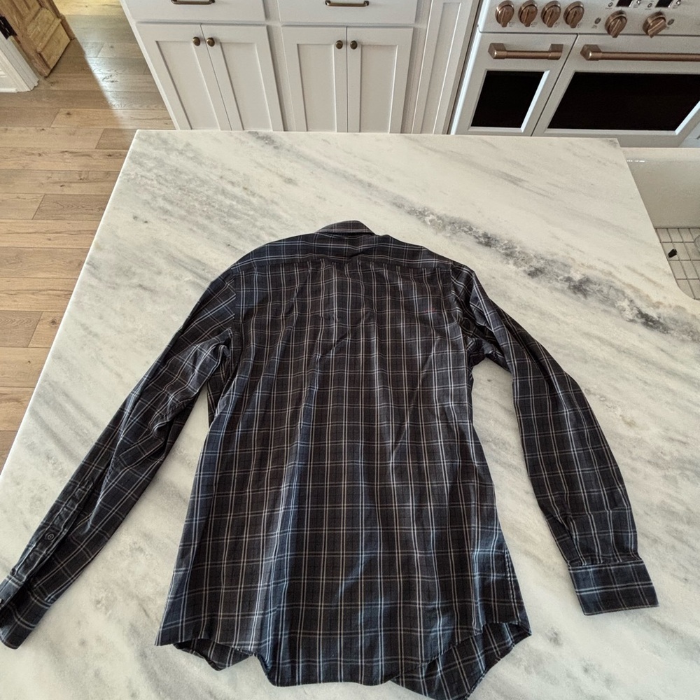 Marc Anthony Black and Gray Plaid Shirt